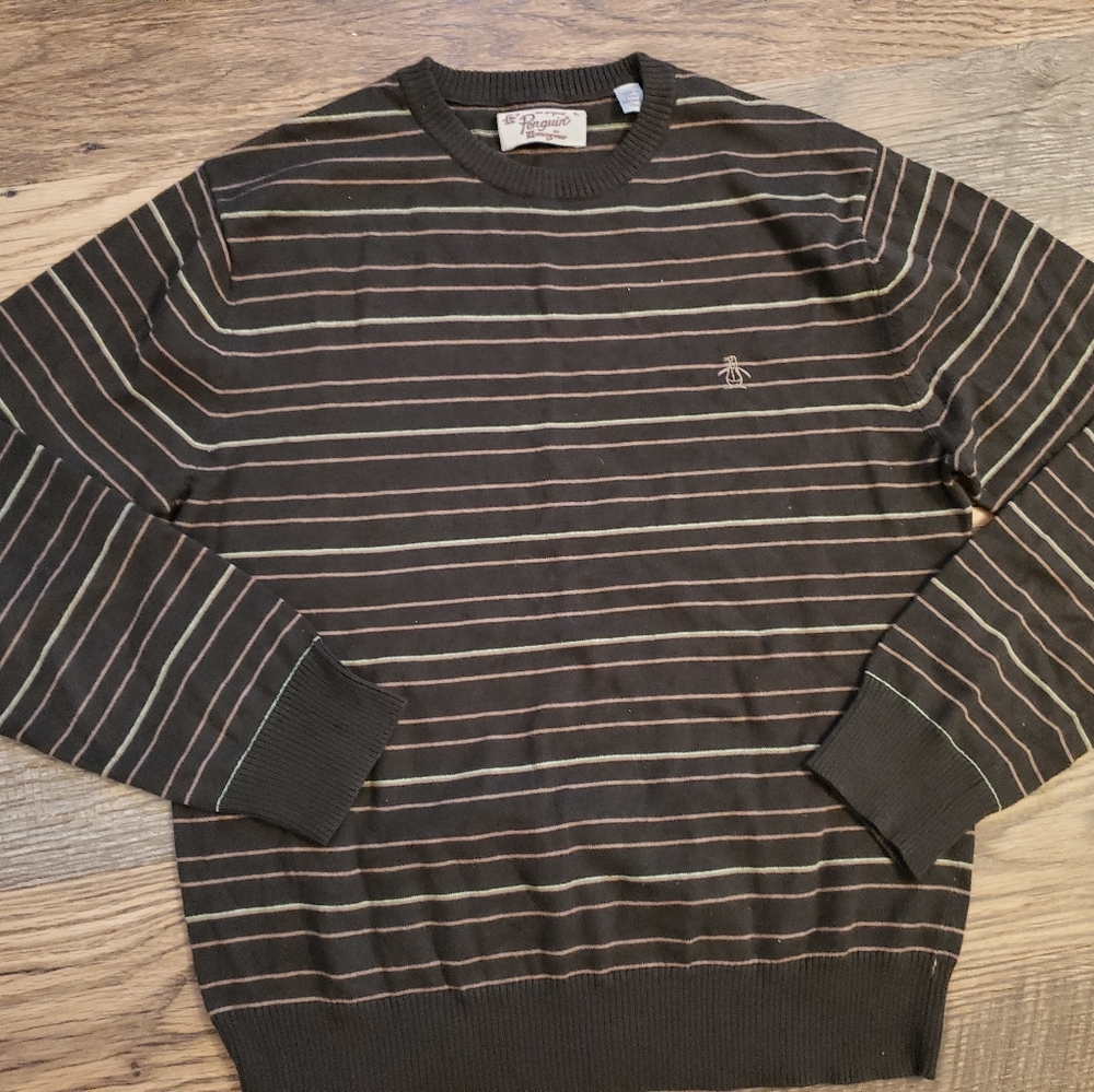 ORIGINAL PENGUIN Men's Striped Crew Neck Sweater